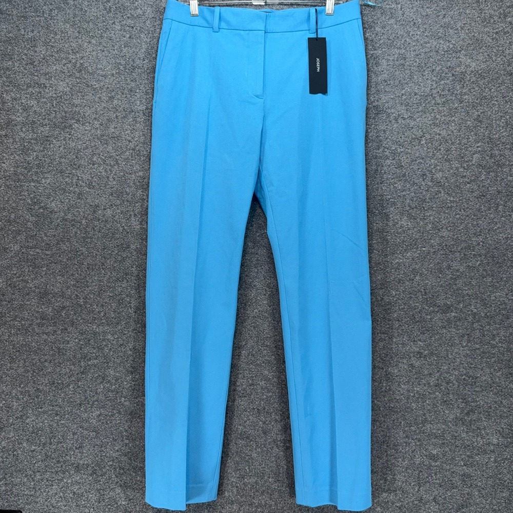 Joseph Coleman Long Pants Women 44 Blue Gabardine Stretch Tailored Slim‎ NEW
